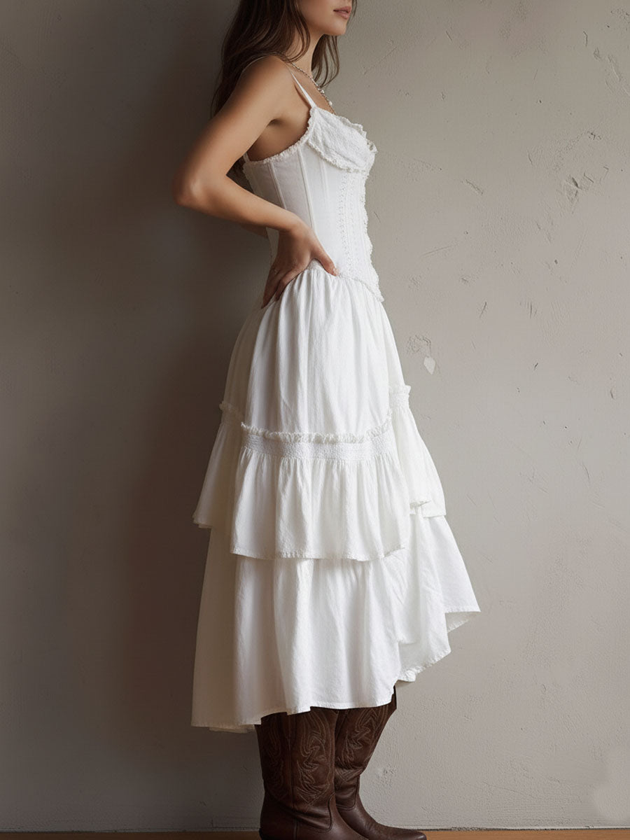 Esme | Boho Corset Tiered Midi Dress