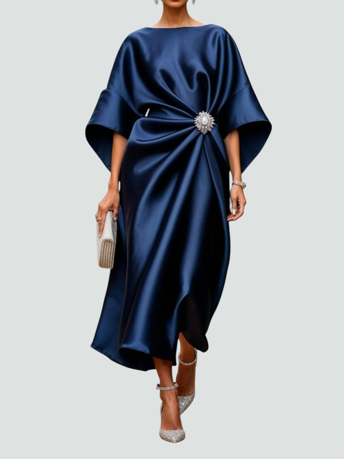 Maggie | Wide Sleeve Satin Occasion Dress