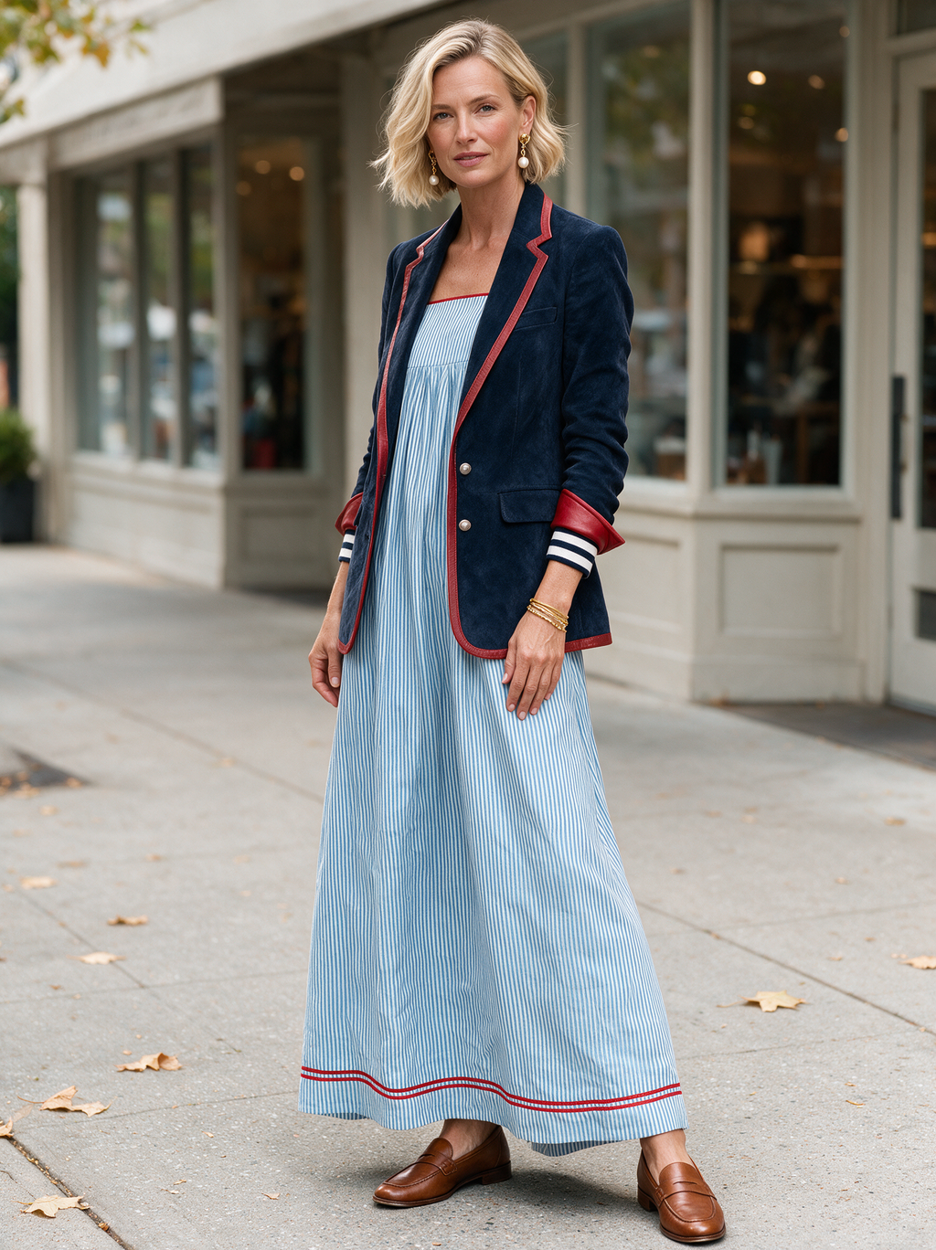 Daisy | Striped Spaghetti Strap Holiday Maxi Dress