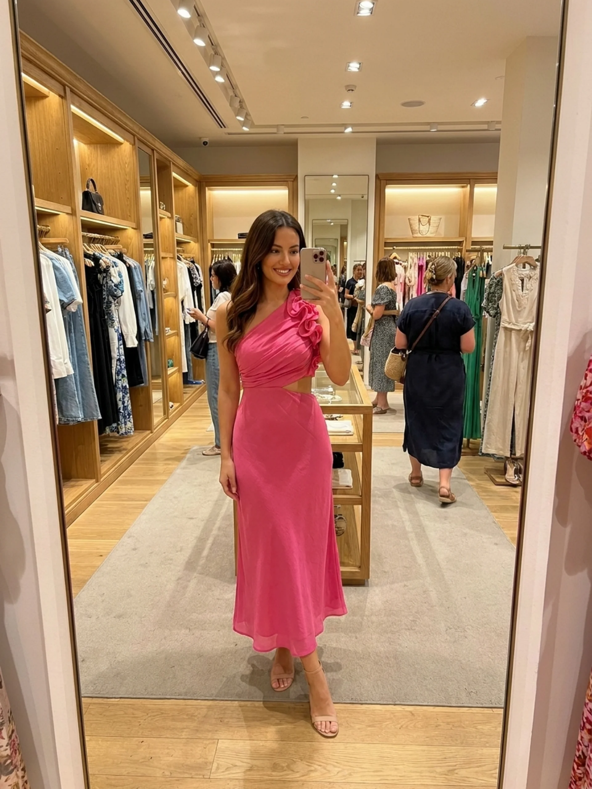 Coco one-shoulder ruffle cutout maxi dress — side view
