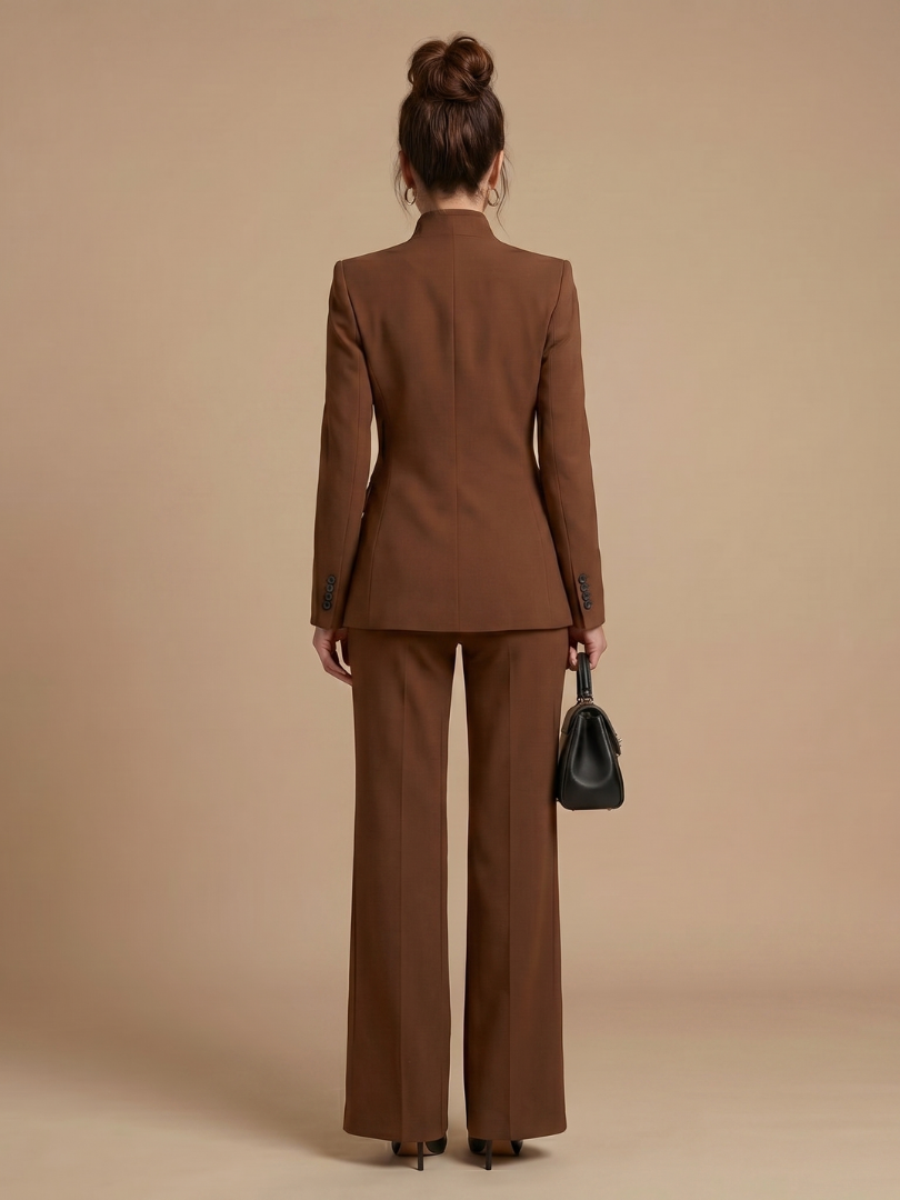 Vesper structured blazer and wide-leg trouser suit — back view