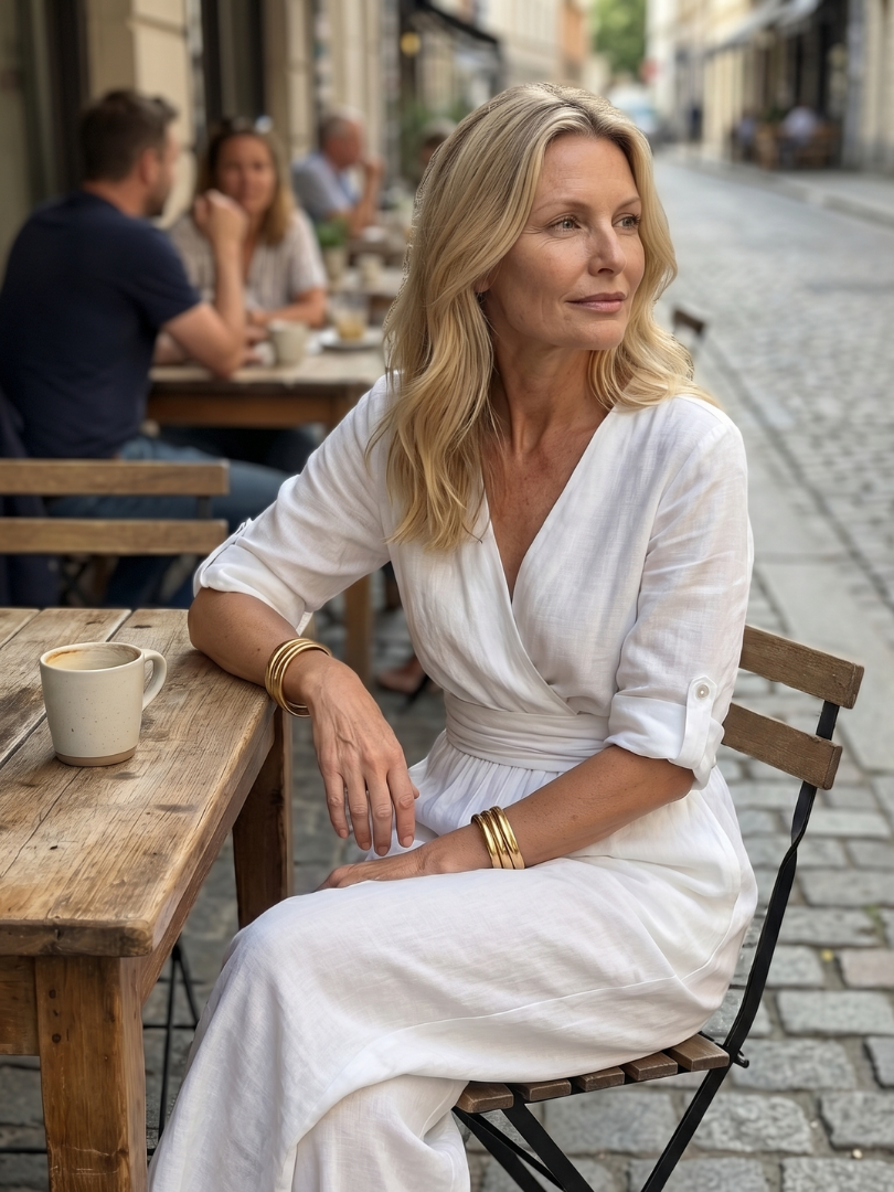 Wanda crossover wide-leg palazzo jumpsuit — full-length view