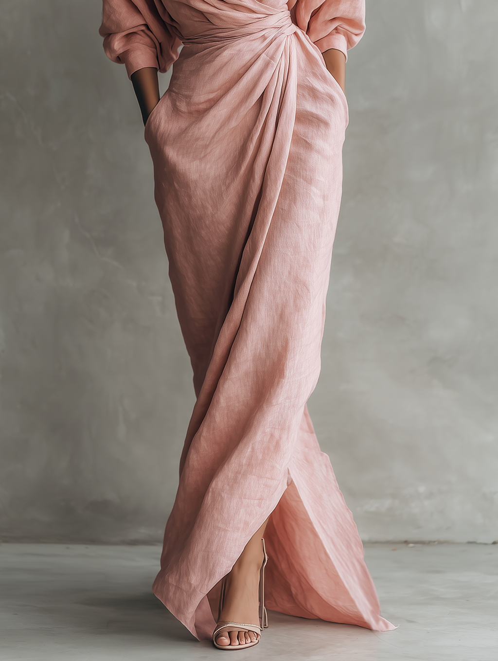 Alice | Linen Blend V Neck Holiday Maxi Dress