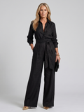Jovie collared button-front wide-leg jumpsuit — side view