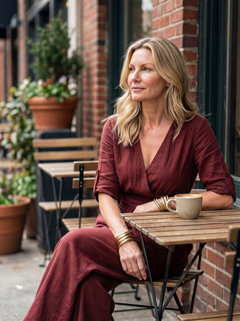 Wanda crossover wide-leg palazzo jumpsuit — side view