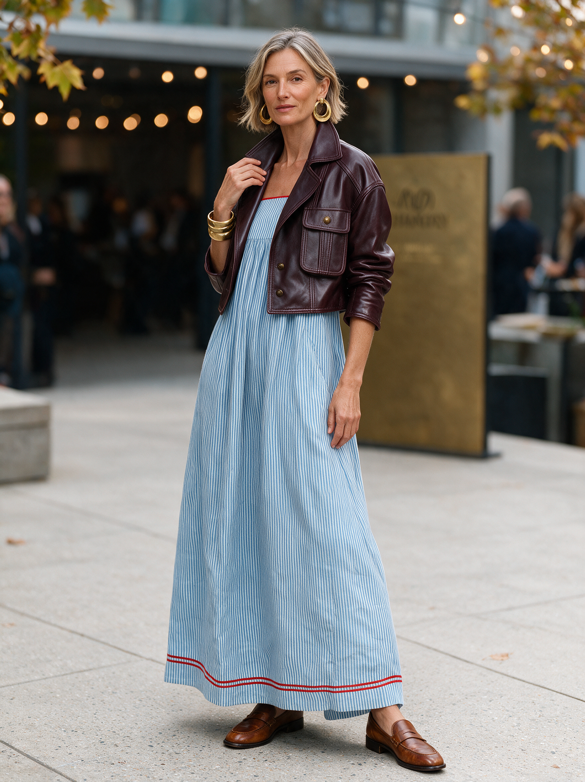 Daisy | Striped Spaghetti Strap Holiday Maxi Dress