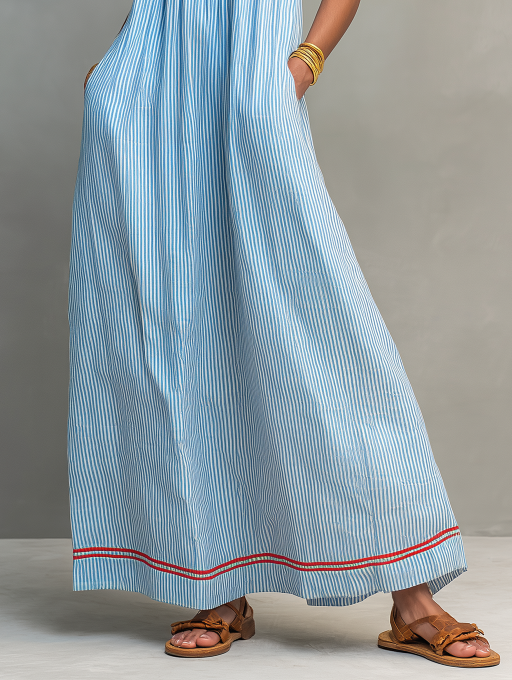 Daisy | Striped Spaghetti Strap Holiday Maxi Dress