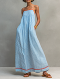 Daisy | Striped Spaghetti Strap Holiday Maxi Dress