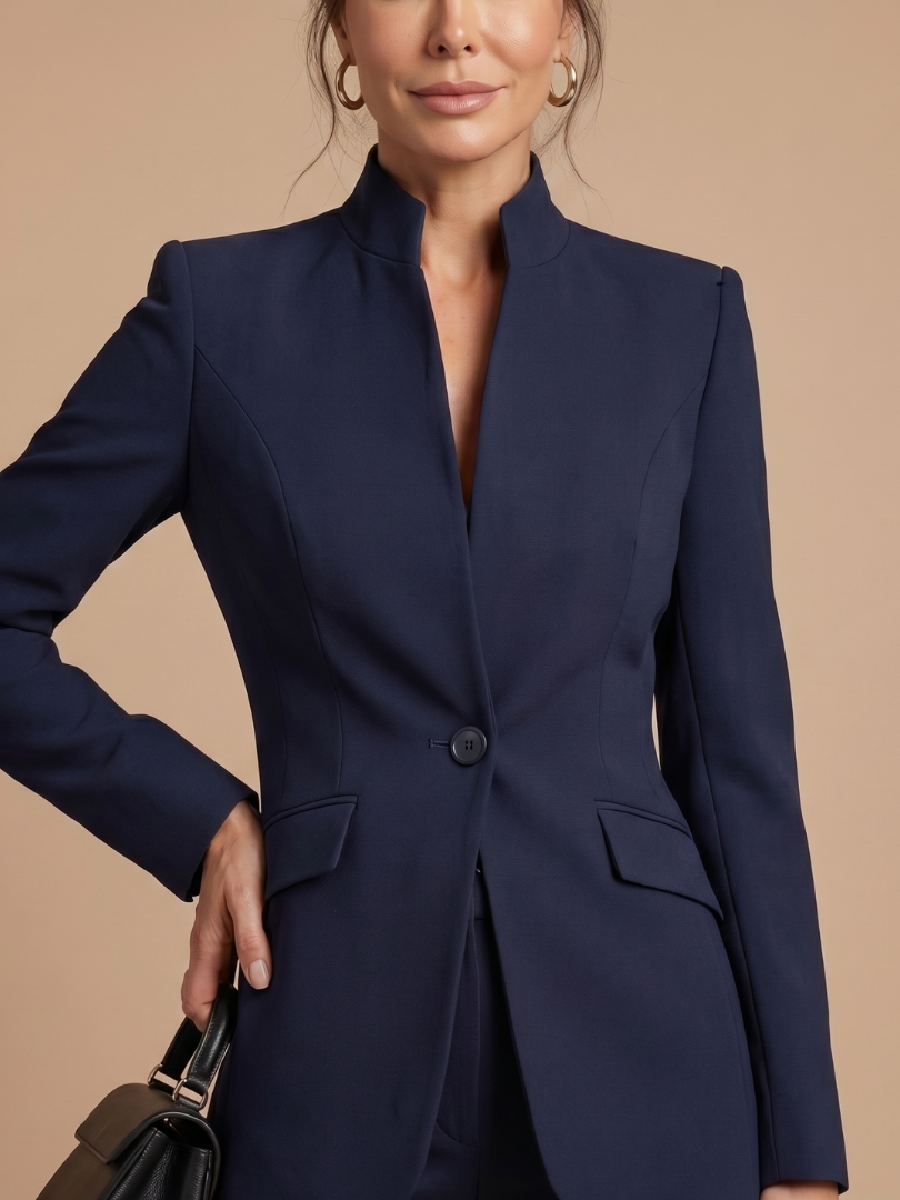 Vesper structured blazer and wide-leg trouser suit — front view