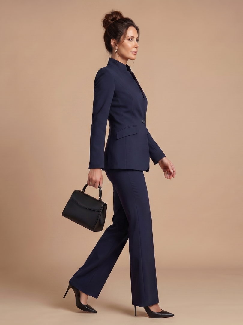 Vesper structured blazer and wide-leg trouser suit — back view