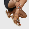 Olivia orthopedic ring-detail espadrille sandals — full-length view