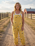Petra bee print bib-front dungarees — front view