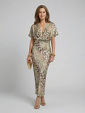 Coralie abstract floral twist-waist maxi dress — front view