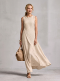 Hyacinth asymmetric wrap-panel high-neck maxi dress — front view