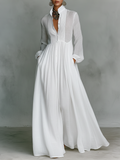 Elsie | Cotton Linen Patchwork Long Sleeve Maxi Shirt Dress
