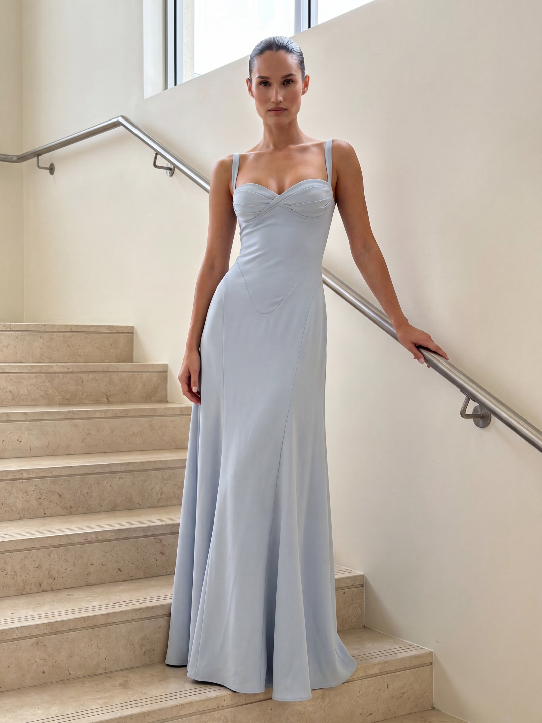 Eden corset bodice sweetheart mermaid maxi dress — detail view