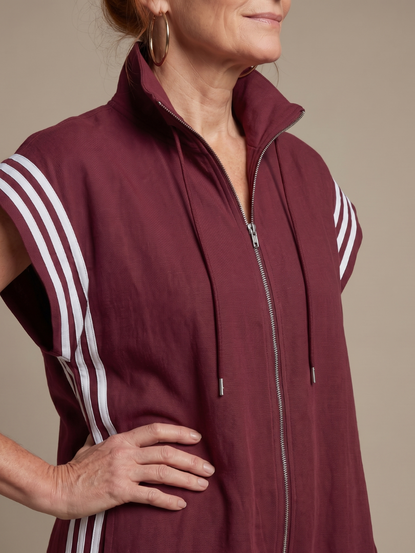 Linnet contrast-stripe zip-front utility jumpsuit — side view