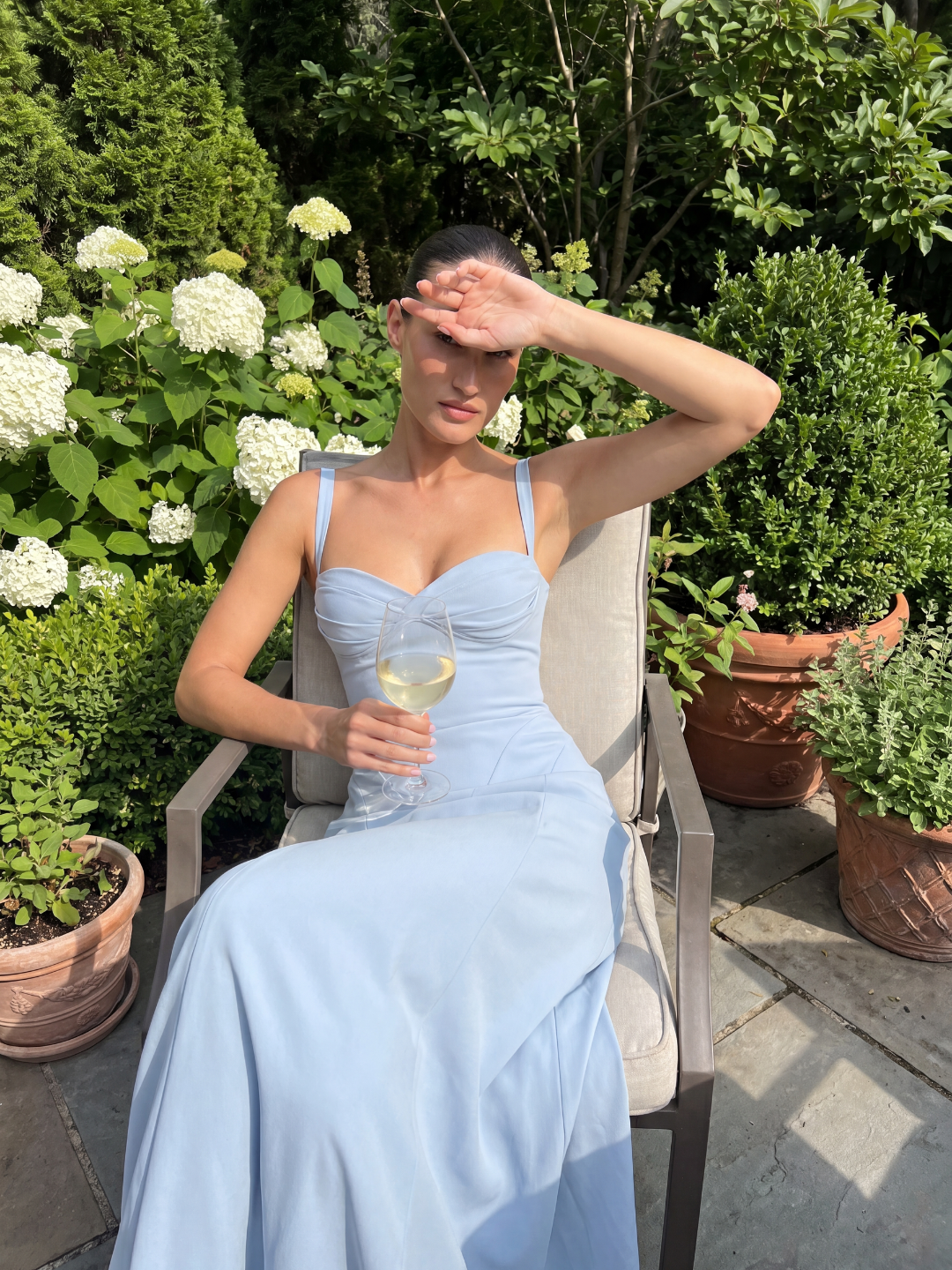 Eden corset bodice sweetheart mermaid maxi dress — front view
