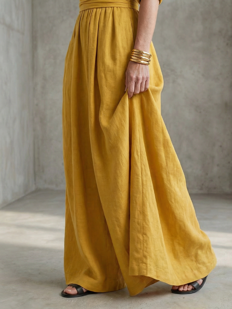 Wanda crossover wide-leg palazzo jumpsuit — side view