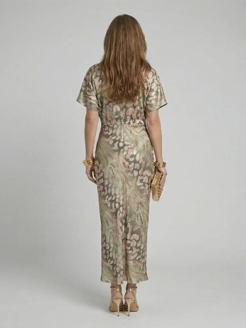 Coralie abstract floral twist-waist maxi dress — side view
