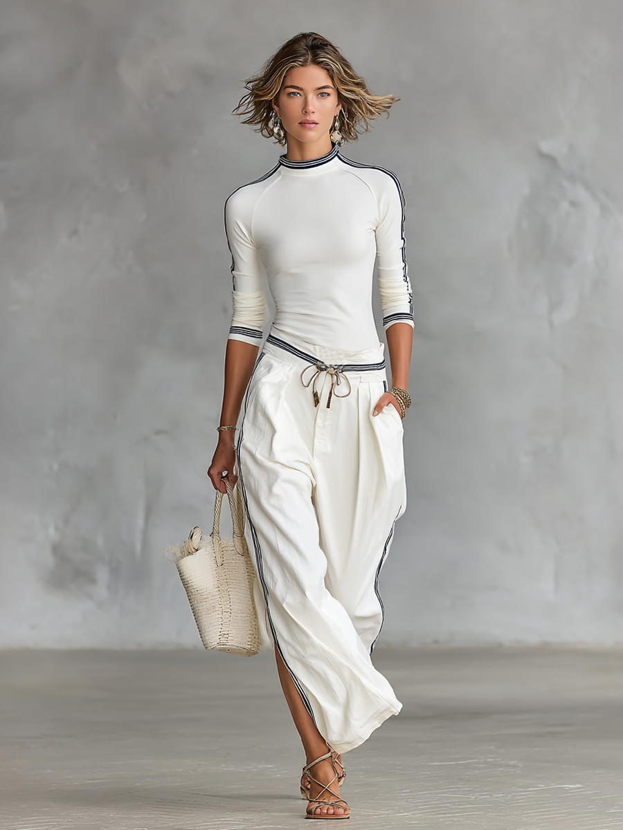 Ivy | Long Sleeve Top and Wide Leg Pants Two Piece Set