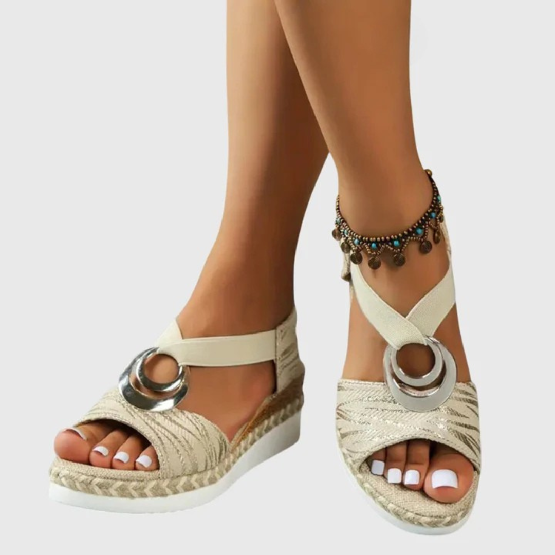 Olivia orthopedic ring-detail espadrille sandals — back view