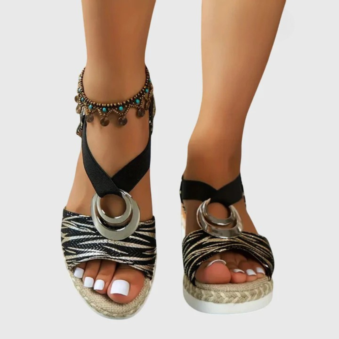 Olivia orthopedic ring-detail espadrille sandals — detail view