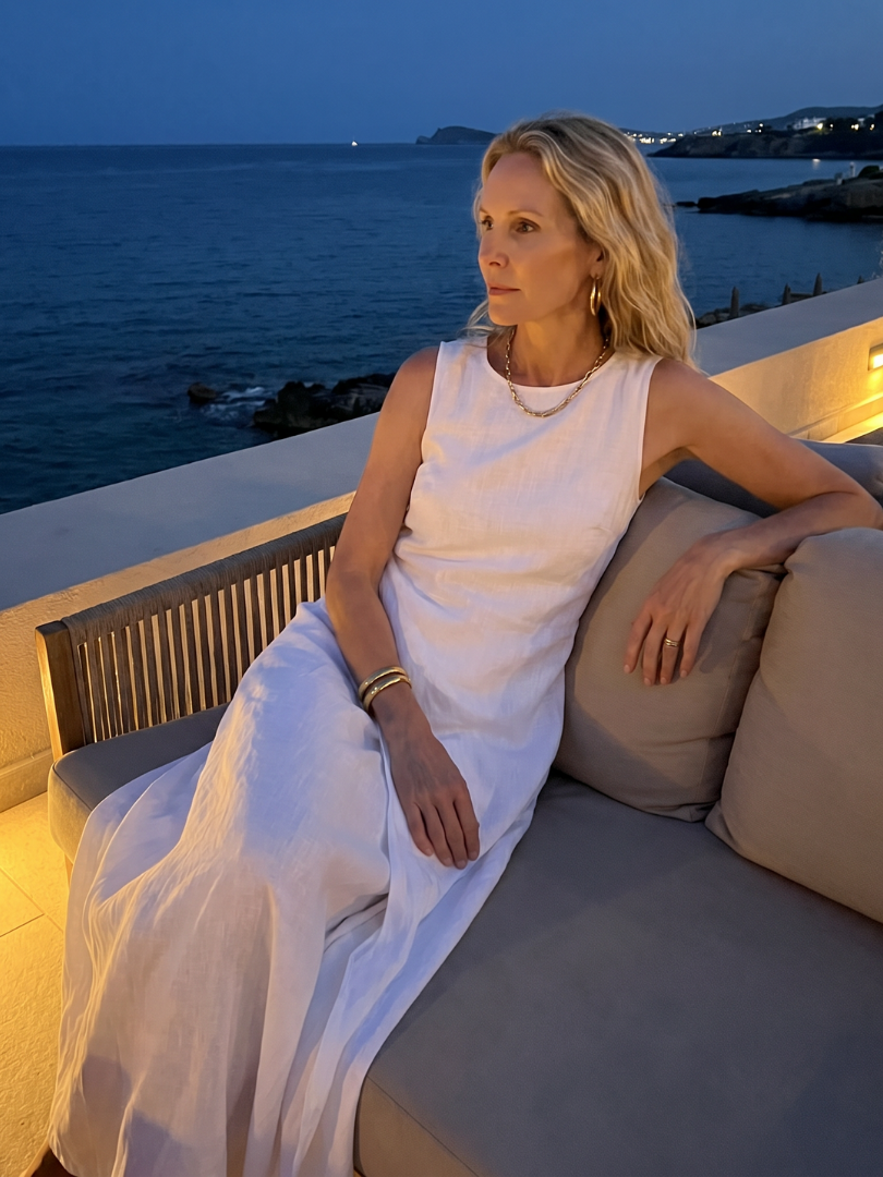 Hyacinth asymmetric wrap-panel high-neck maxi dress — detail view