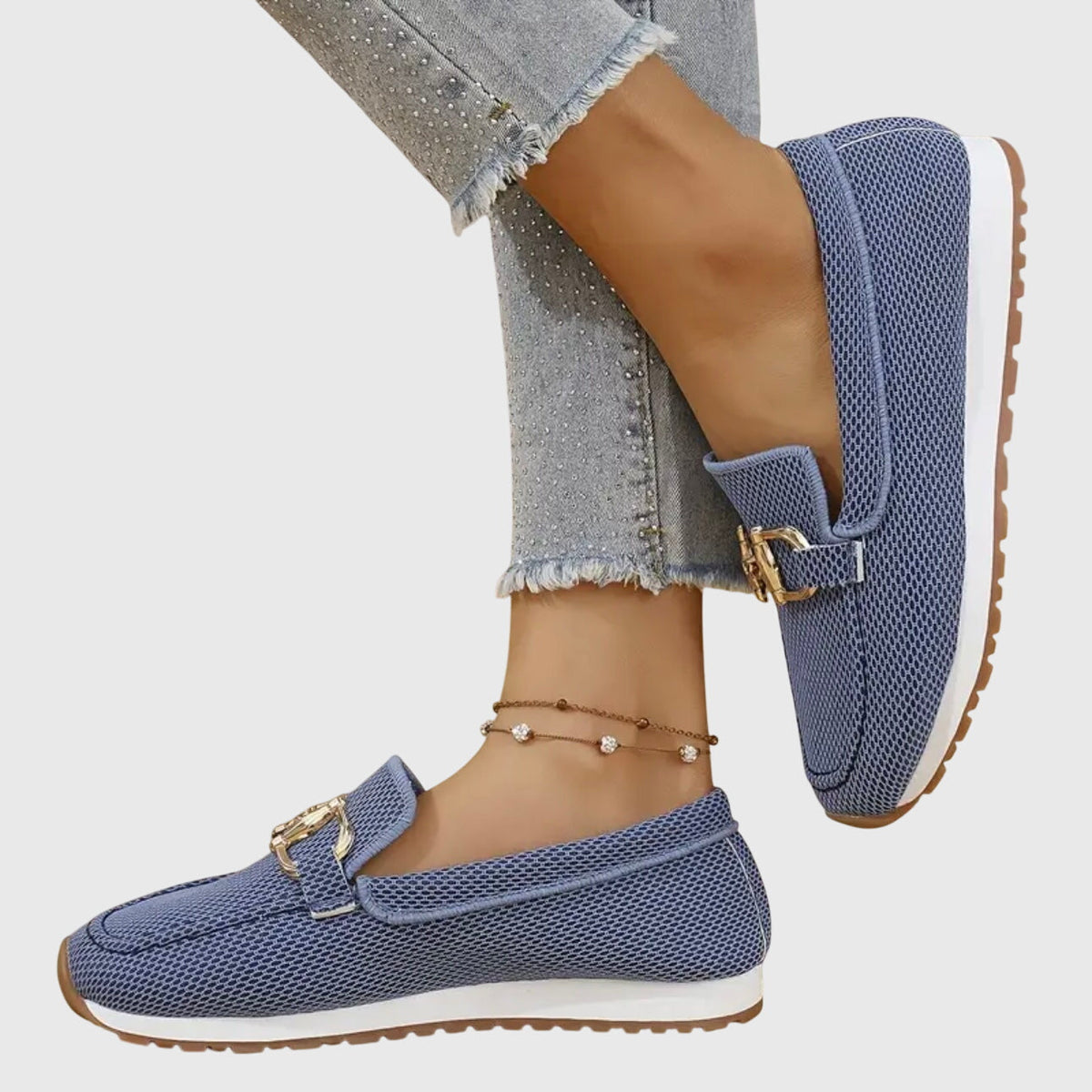 Nadia orthopedic horsebit knit loafers — side view