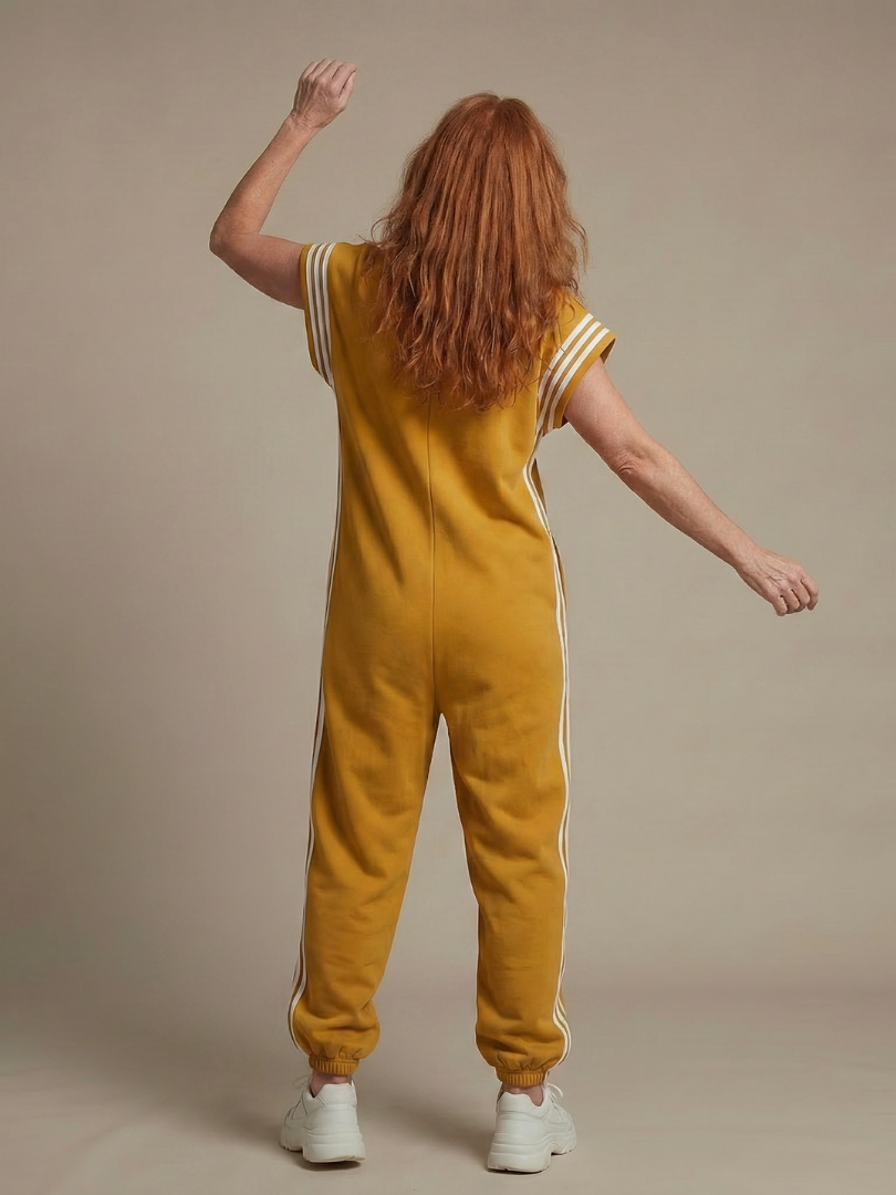 Linnet contrast-stripe zip-front utility jumpsuit — back view