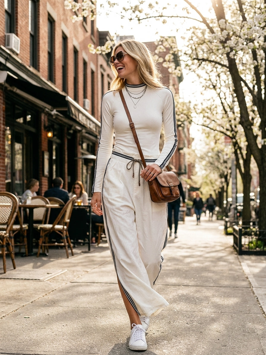 Ivy | Long Sleeve Top and Wide Leg Pants Two Piece Set