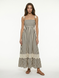 Gwen square-neck striped maxi dress in black and white — front view