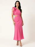 Coco one-shoulder ruffle cutout maxi dress — front view