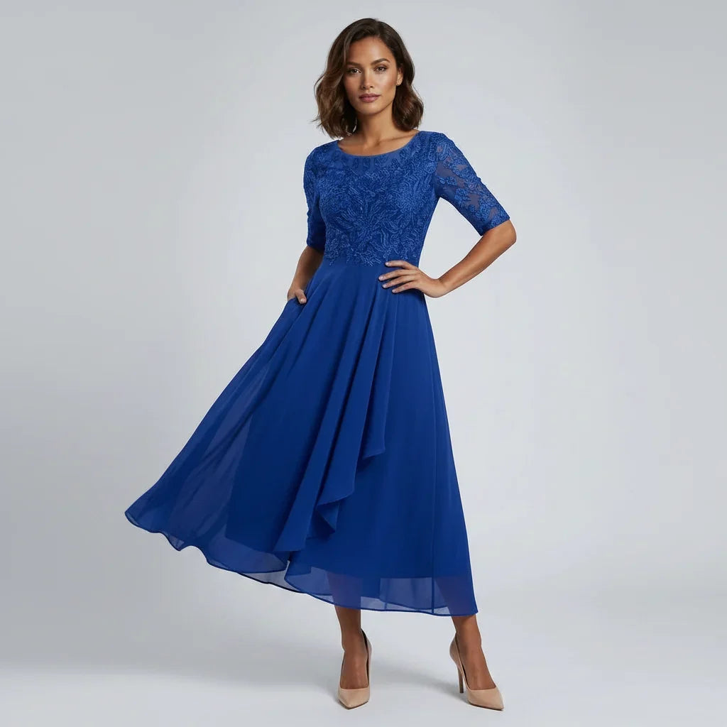 Nicola | Embroidered Midi Evening Dress