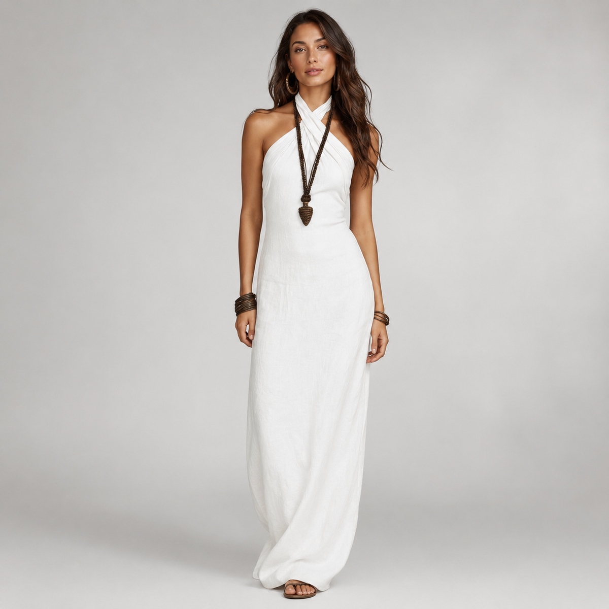 Josie | Halter Neck Sleeveless Holiday Maxi Dress