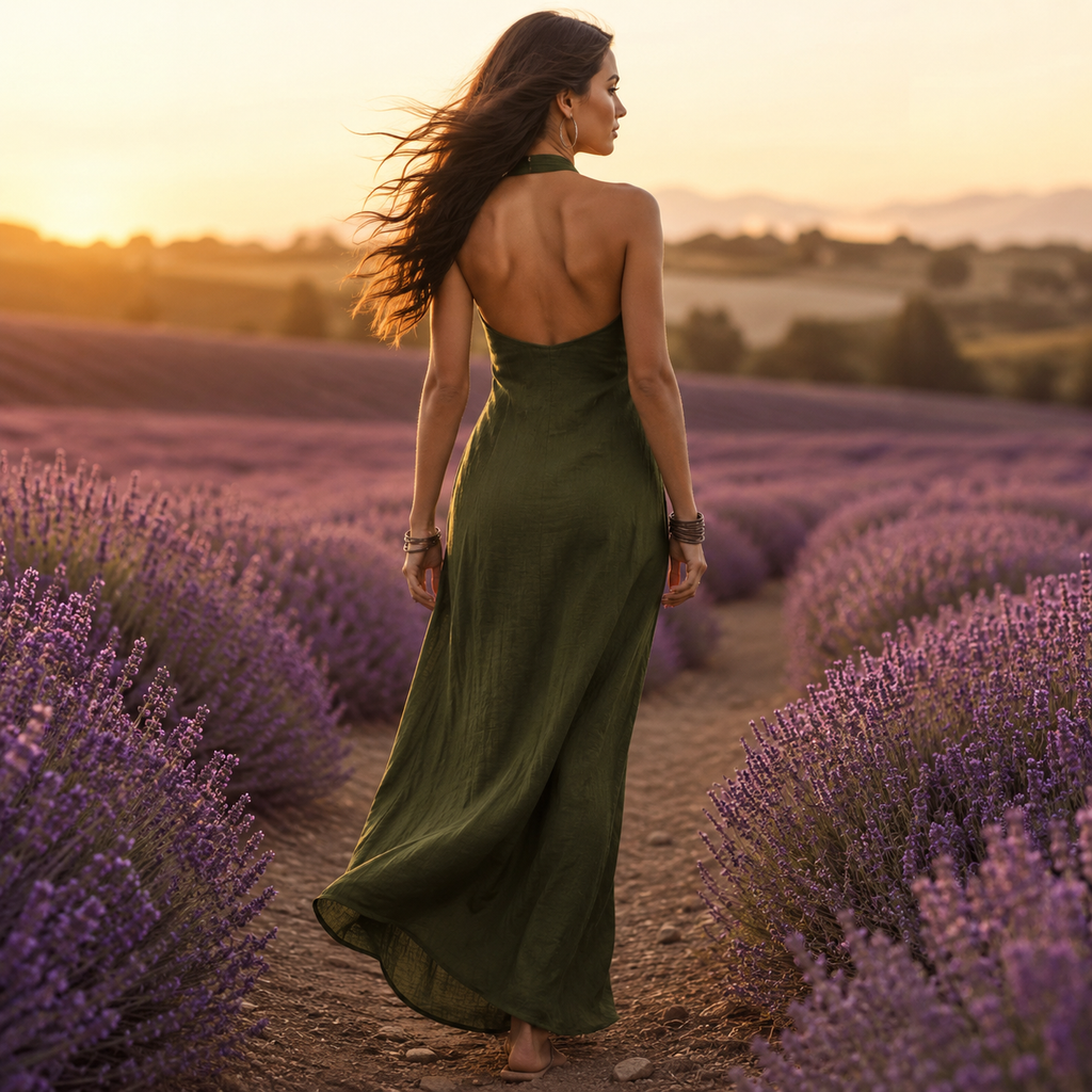Josie | Halter Neck Sleeveless Holiday Maxi Dress