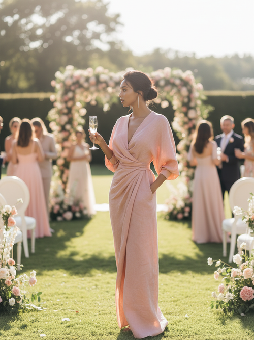 Alice | Linen Blend V Neck Holiday Maxi Dress