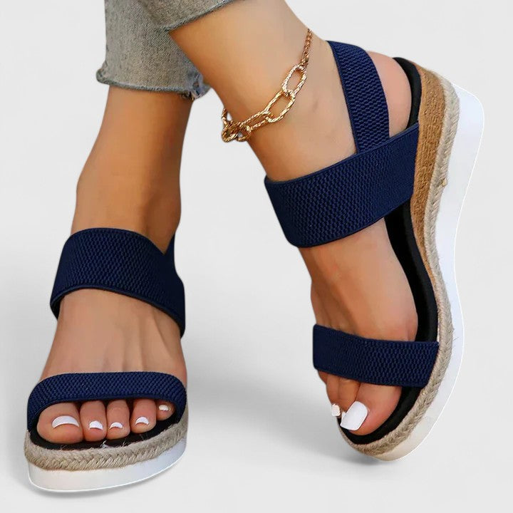 Merill orthopedic espadrille flatform sandals — styled view