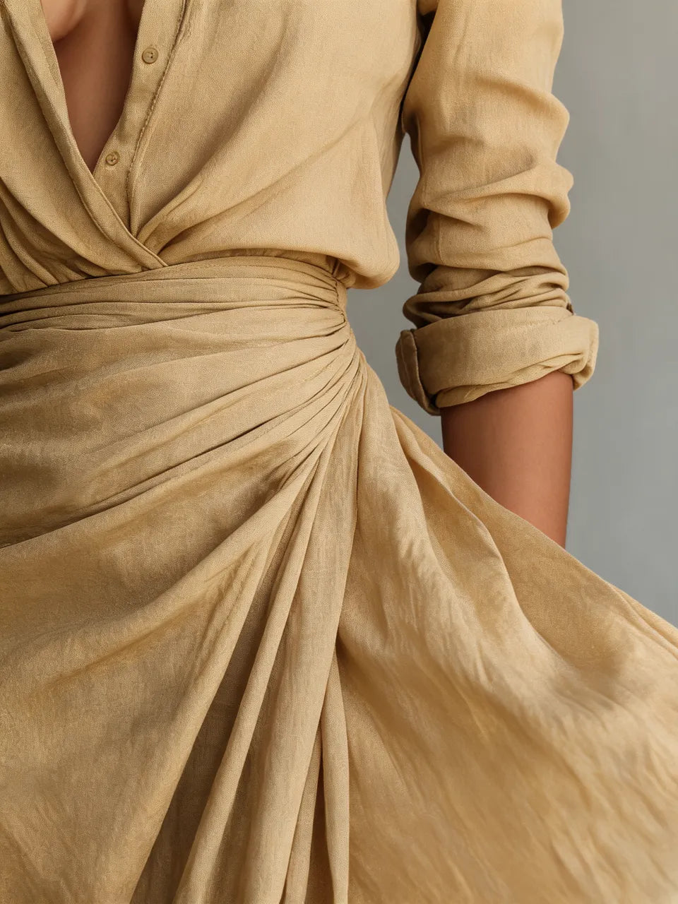 Harriet | Long Sleeve Belted Lapel Maxi Dress