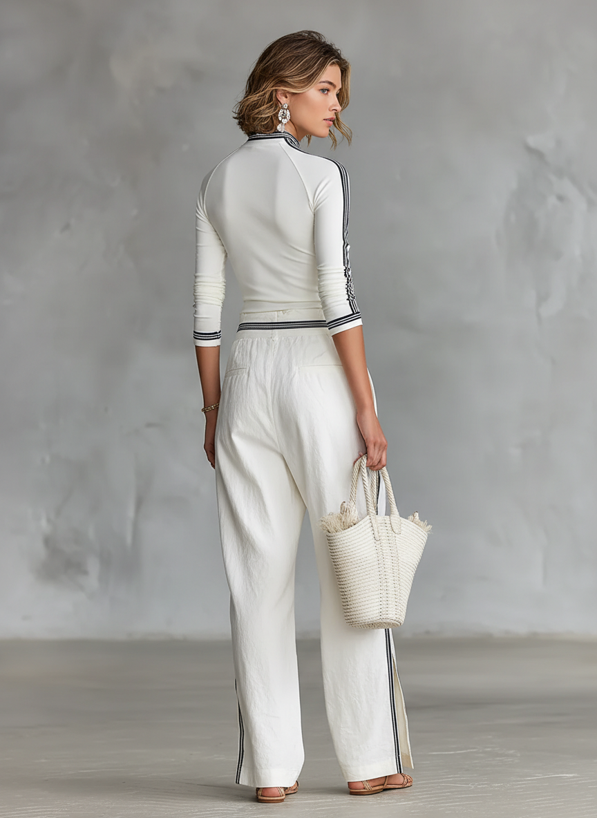 Ivy | Long Sleeve Top and Wide Leg Pants Two Piece Set