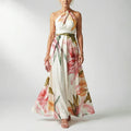 Emily | Printed Halter Neck Evening Dress