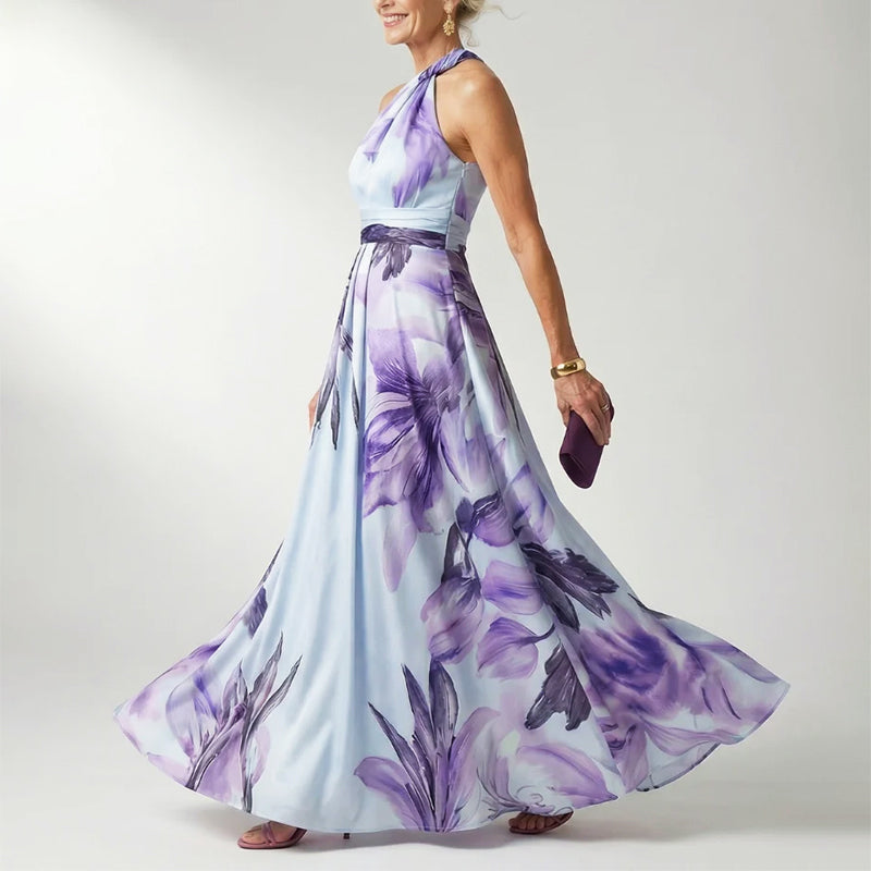 Emily | Printed Halter Neck Evening Dress