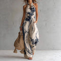 Elodie watercolour print halterneck wide-leg jumpsuit — front view
