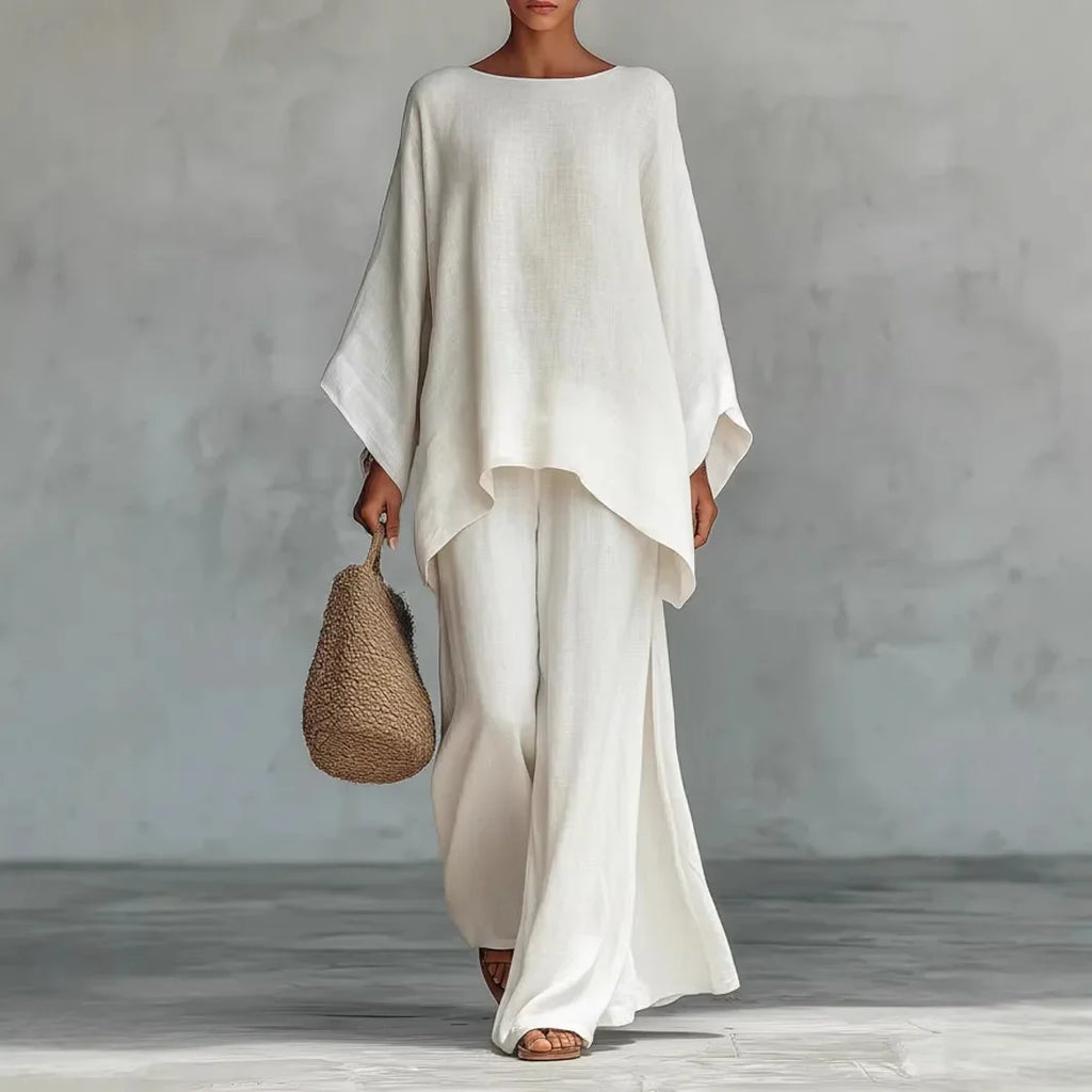 Anna batwing poncho top and palazzo trouser two-piece set — front view