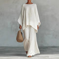 Anna batwing poncho top and palazzo trouser two-piece set — front view