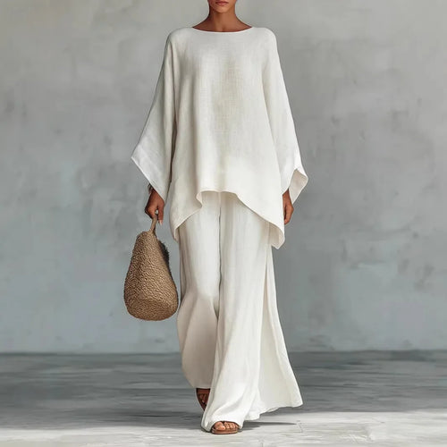 Anna batwing poncho top and palazzo trouser two-piece set — front view