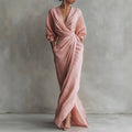 Elowen v-neck twist-waist wrap maxi dress — front view