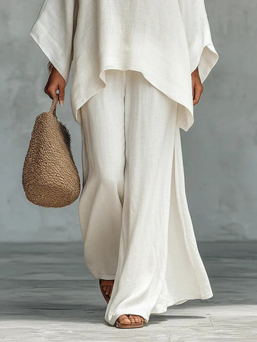 Anna batwing poncho top and palazzo trouser two-piece set — back view