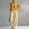 Vanessa boxy tee and striped wide-leg trouser two-piece set — front view