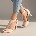 Zyla t-strap open-toe heeled sandals — back view